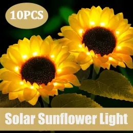 Kontrolle Outdoor Solar Sonnenblumen Lampe Smart Sense Garten Lichter Hof Hochzeit Thanksgiving Dekor Leichte wasserdichte LED -Rasenleuchte