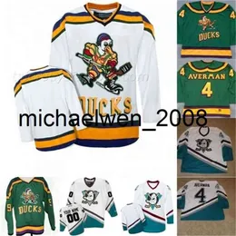 Kob Weng Mighty Movie Jersey 1 Hiller 10 Krog 4 Averman 9 Jesse Hall 31 Steve 56 Russ 86 Shjon Podein Hockey Jerseys