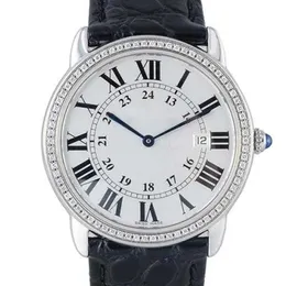 Kadranlar Çalışan Otomatik Saatler Carter Medieval Style Arka Elmas Kakma Ronde Serisi 36mm Deri Kayış Kuvars W6700255