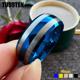 Rings TUSSTEN 8MM Multicolors Men Women Nice Wedding Band Tungsten Carbide Ring Beveled Polished Brushed Finish New Arrival