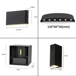 2 pezzi Luce a parete LED 85-265V IP65 Lampada a parete in alluminio impermeabile per scala da bagno per esterno