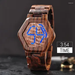 Relógios de pulso Bobo Bird Designe Digital Watch Men Night Vision Bamboo Mini LED relógios Time Exibir presentes para ele