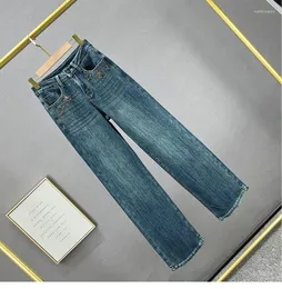 Calça de jeans feminino calça de jeans de perna larga 2024 Autumn High Caist Loose Plus Size Jean Trouser Streetwear Woman