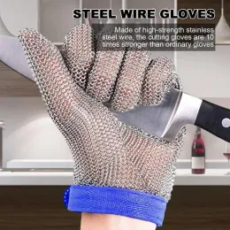 Tillbehör Kök rostfritt slakthandskar Skär handskar Foodgrad Woven Level 5 Anticut Protection Wire Mesh Metal Gloves for Fishing