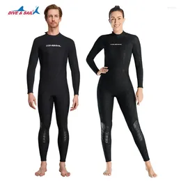 Termo de neoprene de roupas de banho feminina de 3 mm para homens mergulhando de snorkeling feminino de maiô térmica de manga longa One Piece