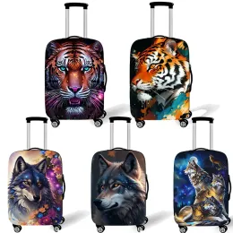 Accessories Howling Wolf Under The Moonlight Luggage Cover for Travel Watercolor Tiger Suitcase Covers Antidust Trolley Protective Cover
