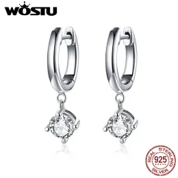 Earrings WOSTU 925 Sterling Silver Dangle Earrings Dazzling Zircon Classic Drop Earrings For Women Wedding 2019 Shine Jewelry CQE553