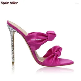 Slippers 2024 Satin Solid Color High Condals and Round Toe Fashion Simple Outer Wear Party Party 46