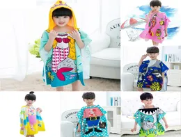 21 Styles Mermaid Bathrobe Kids Robes Cartoon Animal Shark Nightgown Children Thandels Hooded Bathrobes 60120cm C356475921