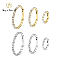 Earrings Right Grand ASTM F136 Titanium 16G Pearl Eternity Side Facing Hinged Segment Hoop Clicker Cartilage Helix Conch Rook Earring