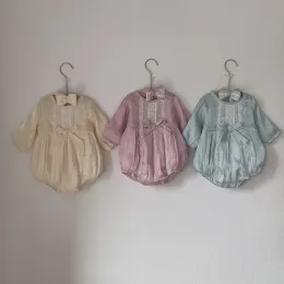 Pieces 2020 Autumn recém-nascido bebê meninas Princesa Bodysuits Lace Bowknot Band da cabeça de estilo coreano