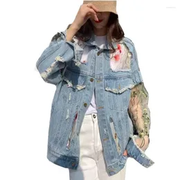 Giacche da donna 2024 FASIONE PRIMAVERA DONNE DONNE CAMODODINE PUNZIONE FLOORE MESH CLIETRO SULLO SUPIM DENIM CAPPEGNO FEMMA SCLICA SCLICA