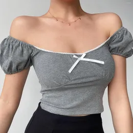 Women's T Shirts Beran Cute Maiden Lace Slim-Fit Short-Sleeve