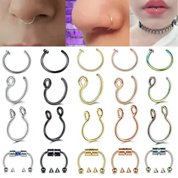 1pc Edelstahl gefälschter Nasenring -Reifen Septum c Clip Lippenohrring für Frauen durch Piercing Body Schmuck nicht abgeschaltet 240407