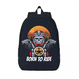 Backpack School School Student Skull Biker Riding Motorcycle Illustration Ombro Laptop Bag School