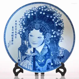 装飾的な置物Jingdezhen Blue and White Ceramic Plate Chinese Home Peking Opera Drama