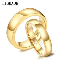 Bandas Tigrade Gold Color Tungsten Ring casal Men Women Classic Wedding Engagement Band 2/4/6/8mm Special Write Gravando Nome/logotipo
