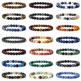 Strands Classic Chakras Stone Bead Bracelets for Women Quartz Lava Tiger Eye Stone z koraliki Reiki Yoga Bransoletka mężczyzn Healing Agates Biżuteria