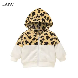 Coats LAPA Baby Girls Clothes Leopard Print Hooded Long Sleeve Zipper Coats Autumn Winter Clothes