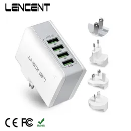 Adaptador de Power International de Adaptador de Viagem Chargers Lencent com 4 portas USB Carregador de parede para os EUA UK UE Aus Universal Travel Power Charger