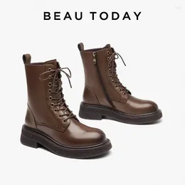 Boots Beautoday Leisure Женщины подлинная корова кожа с твердым цветом