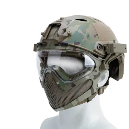 Safety Full Covered Military Airsoft Helmet Army Tactical Combat Protective Mask Outdoor Shooting CS Wargame Paintball Helmet Mask