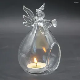 Candle Holders Angel Glass Crystal Hanging Tea Light Transparent Holder Wedding Bar Party Outdoor Candlestick Home Garden Decoration