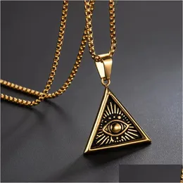 펜던트 목걸이 이집트 이집트 피라미드 목걸이 14K 옐로우 골드 올해 보는 사악한 눈 기하학적 삼각형 보석 배달 펜던트 DHZMQ