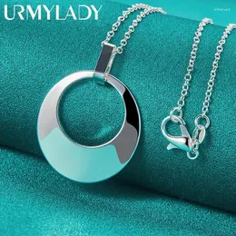 Pingentes urmylady 925 prata esterlina hollow redonda de 16 a 30 polegadas colar de pendente para mulheres jóias de presente de noivado de casamento