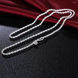 Подвески симпатичные 925 серебряного серебряного серебряного серебристого скрученного веревки 4-мм ожерелье для женщин для женщин 16-24 дюйма модных ювелирных украшений праздничные подарки