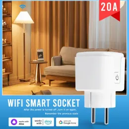 Plugs EWelink WiFi Smart Plug 20A EU Smart Socket With Power Monitor Timing Electrical Socket Support Alexa Google Home Yandex Alice