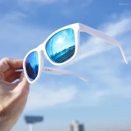 Sunglasses Dokly Unisex White Frame Blue Lens Mirror Oculos Sun Glasses Gafas De Sol Fashion Men And Women Eyewears