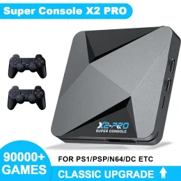 Consoles Salange 레트로 비디오 게임 콘솔 슈퍼 콘솔 X2 Pro가있는 90000 비디오 게임 PS1/PSP/DC/MAME GAMEPAD KID GIFT 게임 상자