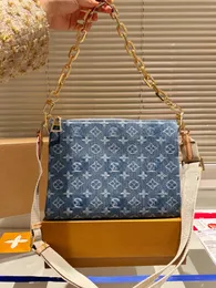 Designer -Tasche Coussin Cousin Diagonal Cross Denim Style Handtasche Frauen Goldkette Eins Schultergurt Pochette Buchstabe geprägter Brieftasche