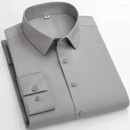 Men's Dress Shirts Elastic Shirt Long Sleeve Korean Slim Fit Professional Solid Color Interview White Non Iron