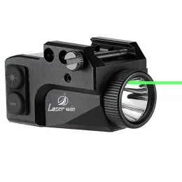 Lights 800 Lumens LED Flashlight Green Laser Sight Sight Combo Green Laser Beam Gun with Tactical Section USB قابل لإعادة شحنه لمكدس المسدس