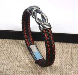 Oändlighetssymbol rostfritt stål smycken äkta läder unik knut form män armband magnet spänne manlig wrap födelsedagsfest bra4841601