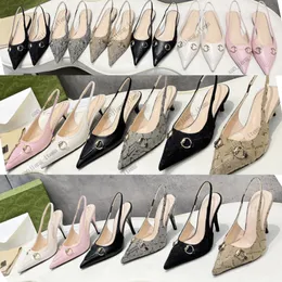 Top -Quality -Frauen Schuhe Sandalen Slipper High Heels Sexy Speced Toe Slingbacks 4,5 cm 10 cm 1,5 cm Rückenless Pumps Casual Flats Hochzeitskleiderschuhe G bestickte Maultiere