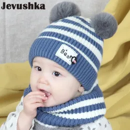 Accessori Zima DZIecko Kapelusz Szalik Noworodka DZiewczynka Kapelusz Futro Futro Pom Baby Boy Kapelusz Dla Dzieci Ht19020