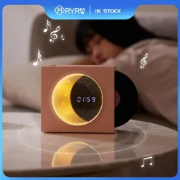 مضخم صوت Ryra Moon Rotating Vinyl Record Wireless Bluetooth Speaker Clock Clock Audio Outdoor غرفة نوم مكبر صوت صغير