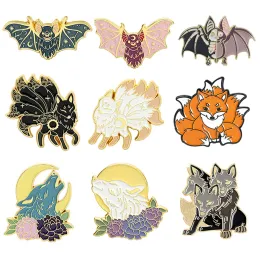 حقائب BAT BROCH WOLF BROOCH FOX BROOCH Animal Brooch BAT WOLF Snake Fox Clothing Associory Propack Brooch Label Pins