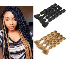 1b preto 27 mel mistura loira mistura de cabelo colorido dobrado 24 polegadas 80gpiece Kanekalon Alta temperatura ombre loira ombre Braids2557827