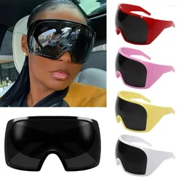 Eyewear Futuristic Wrap em torno de óculos de sol Rave Lente curva UV400 Protection Sun Glasses Oversize Y2K 2000 para homens