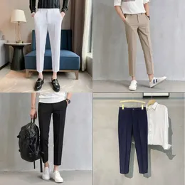 Штаны мужские весенние летние брюки Slim Fitting Korean Fashion Youth Nine Treetwear Мужчины высококачественные деловые брюки 230705