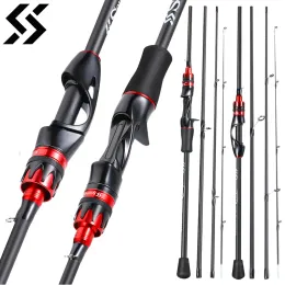 Akcesoria Sougayilang Spinning Fishing Rodem 2.1M Ultralight Włókno z włókna węglowego 4 sekcja z uchwytem EVA Baitcasting Rishing Roding