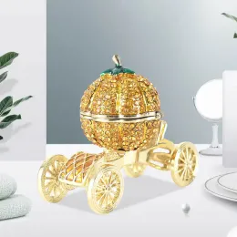 Exibir caixa de bugigangas jóias de carruagem de jóias Presentes criativos Ornamento Rhinestone Crystal Pumpkin Carria