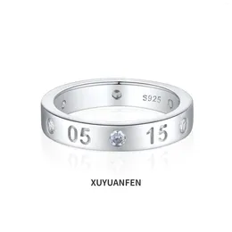 Clusterringe Xuyuanfen Cross Border Personalisiert 925 Sterling Silver Lucky Digital Ring für weibliches Publikum Design Europäer und Amerikaner