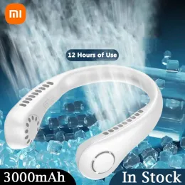 Lasapparatuur 2022 Xiaomi Yeni Mini Boyun Fan Taşınabilir Bladess Asma Boyun 3000mAh Şarj Edilebilir Hava Soğutucu 3 Hızlı Mini Yaz Spor Fanları