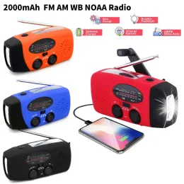 Radio Multifunctional Solar Hand Crank Radio FM AM WB NOAA Weather Radio 2000mAh USB Charging Emergency LED Flashlight Outdoor