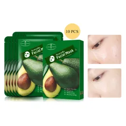 Devices 10pcs Fruit Moisturizing Hydrate Avocado Facial Masks Shea Butter Extract AntiAging OilControl Whitening Face Skin Care Mask